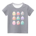 thumbnail image 1 of Penkiiy T-Shirts de Pâques pour Enfants Garçons Filles Mode Œufs de Pâques Imprimé Col Rond Manches Courtes 5 Ans Gris, 1 of 4