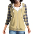 thumbnail image 1 of Chbgutlmr Sweatshirt for Women Raglan Long Sleeve Casual Plaid Jackets Drawstring Zip up Hoodies Pockets, 1 of 8