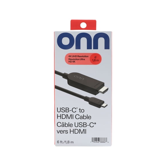Onn USB-C to HDMI Cable with 4K 30Hz HDMI Support & ABS Housing - Black