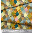 thumbnail image 2 of Soimoi Moss Georgette Fabric Leopard & Argyle Patchwork Print Sewing Fabric Yard 42 Inch Wide, 2 of 3