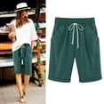 thumbnail image 2 of Timegard Shorts for Women Plus Size Summer Ruched Casual Fitting Elastic Waist Half Pants with Pockets, 2 of 6