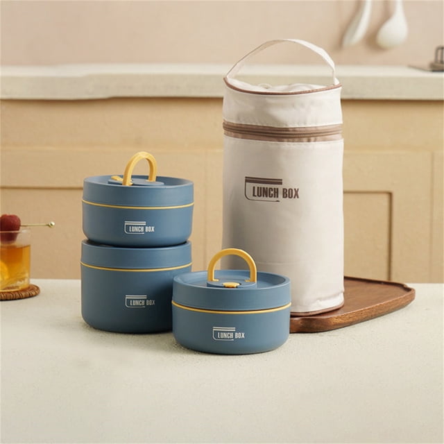 Thermal Cooking Pot, Stackable Stainless Steel Lunch Container, Double Layer Insulated Food Container, Portable Round Thermal Lunch Container for Work Outdoor Dining, 1 Pcs, 4.54x2.56"