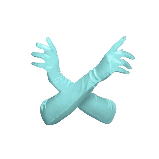 Gravity Threads Gants d'Opéra en Satin pour Femmes 18 Pouces Bleu Ciel