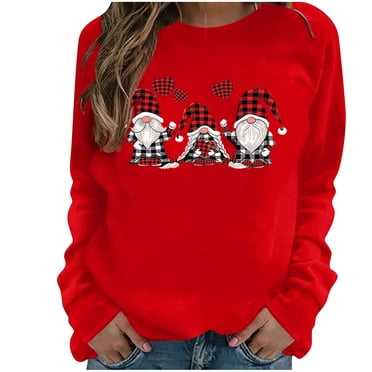 Christmas Tops for Women Long Sleeve Christmas Fashion Womens Casual Long Sleeve Printed Ladies Sweatshirts Tops