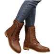 thumbnail image 4 of Styesk Bottes pour Femmes Bottes pour Femmes Mode Décontractée Bout Rond Mi-Mollet Couleur Unie Style Printemps et Automne Bottes à Fermeture Éclair Latérale Bottes de Travail pour Femmes, 4 of 5