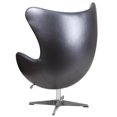 thumbnail image 3 of Gray Leather Egg Chair with Tilt-Lock Mechanism, 3 of 4