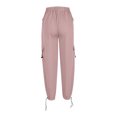 thumbnail image 4 of Yuyuzo Cargo Pants for Women High Waisted Elastic Drawstring Wide Leg Straight Lightweight Pants with Pockets, 4 of 6