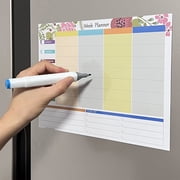 Reusable Magnetic Notepad, Refrigerator Calendar Whiteboard, Kitchen Office Home Organization, Dry Erase Planner with Markers, Fridge Memo Board