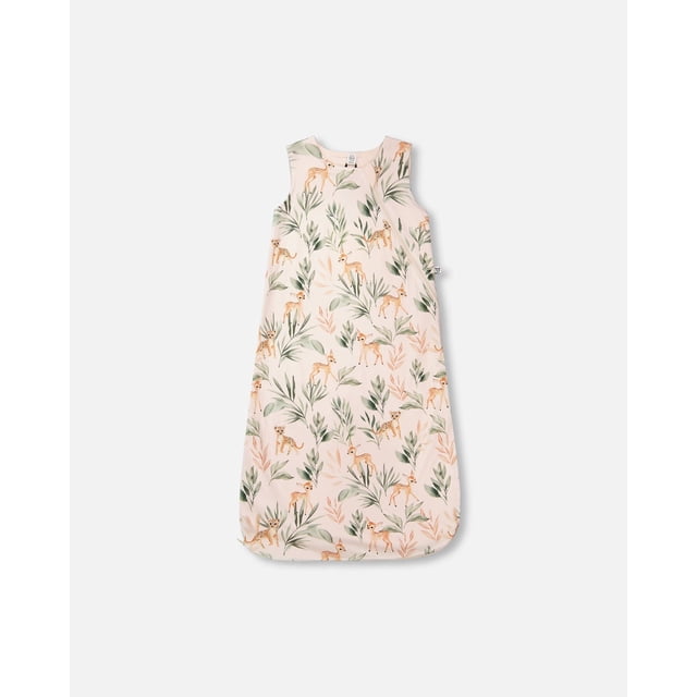 Deux Par Deux Organic Cotton Jersey Muslin Sleep Sack Peach Deer Print