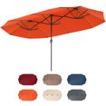 thumbnail image 1 of Costway 15.5 FT Extra-Large Patio Umbrella with LED Solar Lights & 12 Heavy-Duty Ribs Orange, 1 of 10