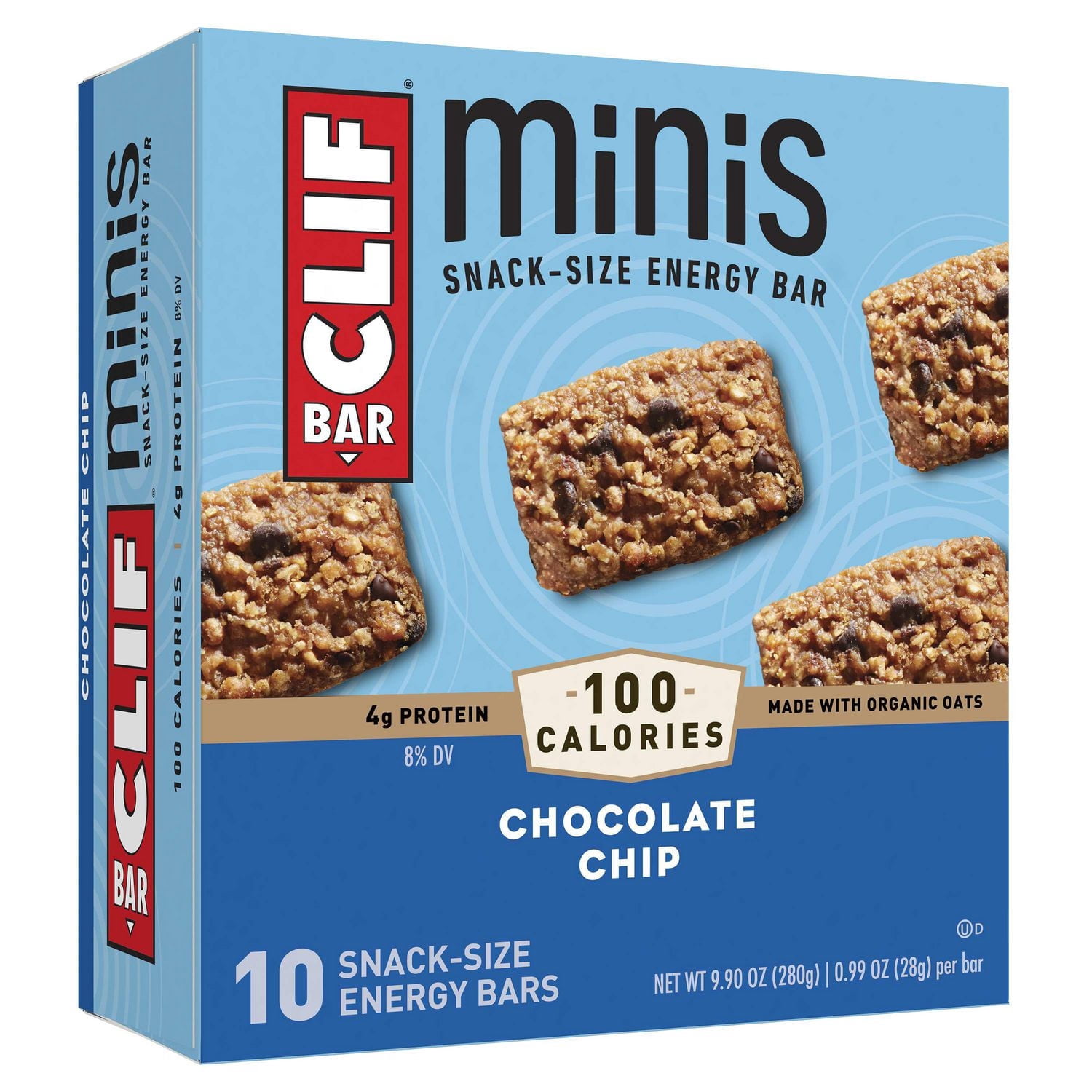 CLIF BAR, Mini Chocolate Chip Energy Bar, 70% Organic Ingredients, No Artificial Flavours