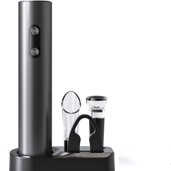 Elegant Home Opener Set for Red Enthusiasts Automatic Corkscrew with Stand Barware for Hosting Durable Stainless Steel Build Convenient One- Operation