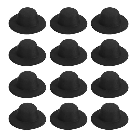 Uxcell 2.8 Inch Mini Formal Hats, 12 Pcs Miniature Doll Hats Mini Top Hat for Crafts Hair Accessories Decorate Doll Snowman, Black