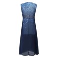 thumbnail image 5 of Lenago Robes Midi d'Été Grande Taille pour Femmes Robes d'Été pour Femmes, Robe Sans Manches à Imprimé Floral à Col en V Plissée et Fluide Robes de Fête et de Plage en Liquidation, 5 of 5