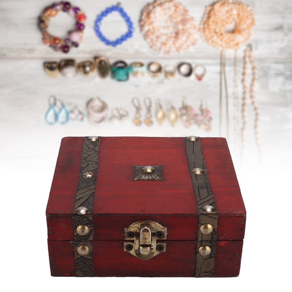 Wooden Storage Box, Wooden Treasure Chest Box Decorative Retro Style Vintage Decorative Box Vintage Wooden Storage Box  for Home for Room Decoration for Office