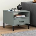 thumbnail image 1 of vidaXL Table de Chevet avec Pieds en Métal Gris Bois Massif Pin OSLO, 1 of 5