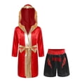 thumbnail image 1 of Zaldita Enfants Garçons Filles Costumes de Boxe Tenue de Boxeur Déguisement Tenue de Fête 2 Pcs Peignoir de Kickboxeur et Ensembles de Shorts de Boxe Bourgogne&Noir 12, 1 of 4