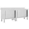 thumbnail image 1 of vidaXL Work Tables with Sliding Doors 2pcs 200x50x(95-97)cm Stainless Steel, 1 of 5