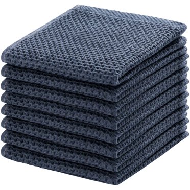 100% Cotton Kitchen Dish Cloths, 8-Pack Waffle Weave Ultra Soft Absorbent Dish Towels Washcloths Quick Drying Dish Rags, 12x12 Inches, Beige