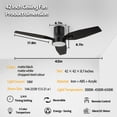 thumbnail image 3 of VAGIZM 42 Inch Flush Mount Ceiling Fan with Light - 3 Blades Modern Ceiling Fan for Living Room and Bedroom - Quiet DC Motor - Dimmable - Reversible Function - Black, 3 of 7