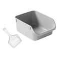 thumbnail image 3 of Tachiuwa Cat Litter Box Easy Carry High Sided Cat Litter Container Cat Toilet Sandbox grey, 3 of 9