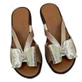 thumbnail image 4 of Leutsin Stretch Orthotic Slide Sandals Sandals Woven Beach Wedge Slippers Bow Shoes, 4 of 6
