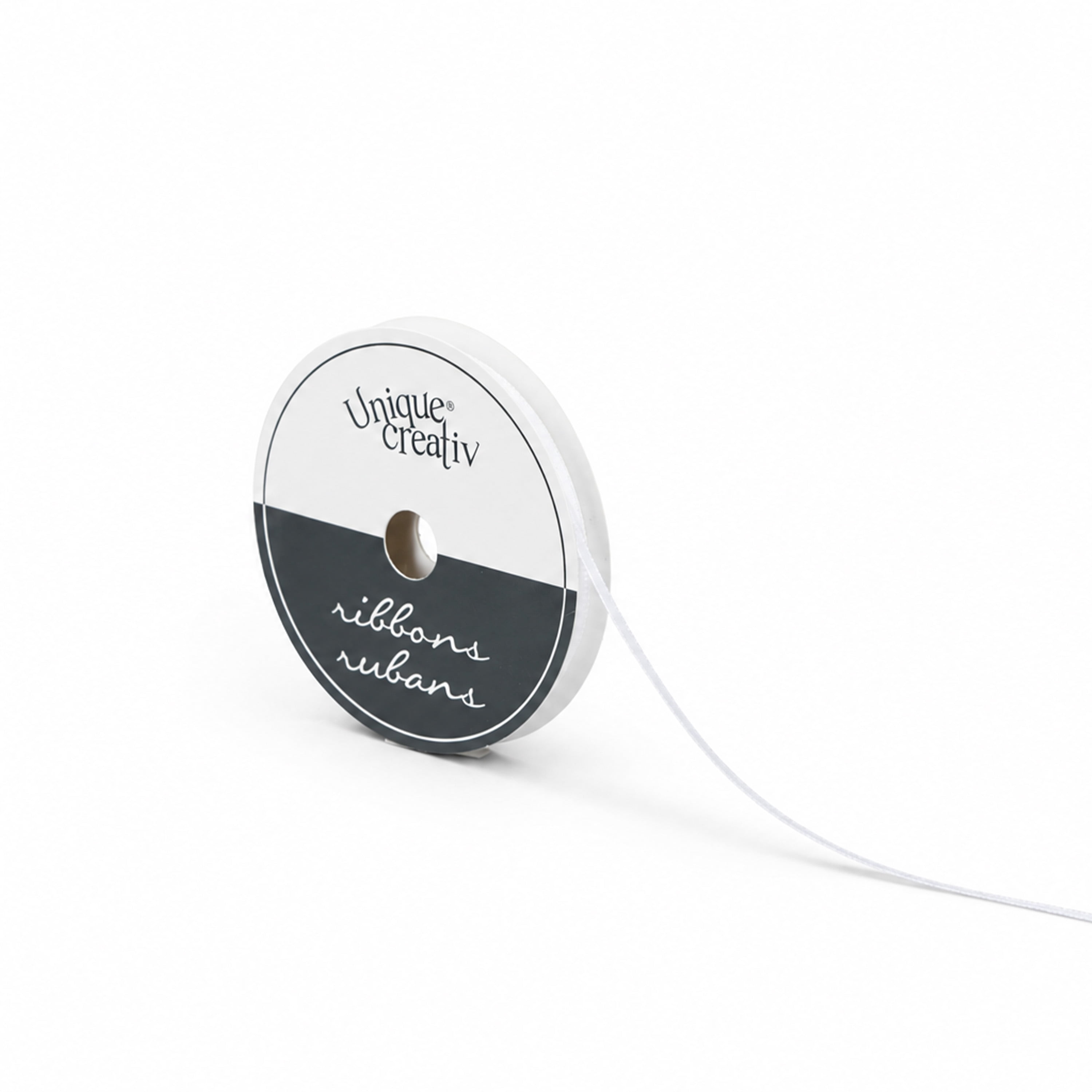 UNIQUE CREATIV Ruban blanc en polyester, 3 mm × 9,1 m, 1 pièce