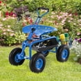 thumbnail image 4 of Costway Chariot de Jardin Chariot de Patio Siège de Travail à Roulettes avec Plateau Panier Poignée Extensible Bleu, 4 of 10