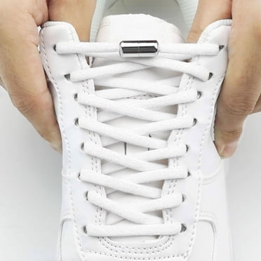 Pluokvzr 6Pcs Elastic Shoe Laces for Kids and Adults Sneakers,Elastic No Tie Shoelaces, White