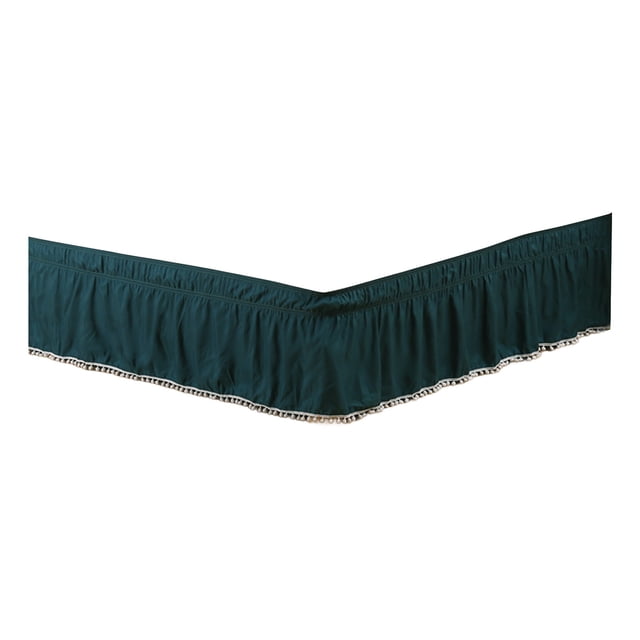 Elastic Pleated Bed Skirt with Pompom Hem - Slip-Resistant, Machine Washable, Fits Mattresses 15-30cm Thick