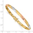 thumbnail image 2 of 14K Rhodium Plated Yellow Gold White & Rose Rhodium Polished Satin Diamond Cut Flex Bangle, 2 of 2