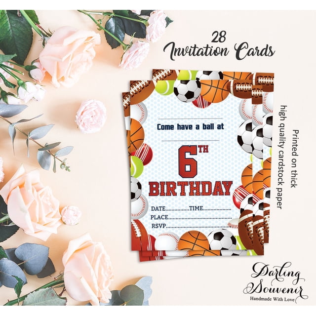 Darling Souvenir Multicolor Birthday Invitation Card Printable Fill or Write In Blank Invites Party Supplies Pack Of 28 5 x 7 Inches