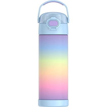 Bouteille isotherme Thermos Kids Funtainer en acier inoxydable de 16 oz avec bouchon à bec verseur, nuages arc-en-ciel