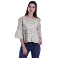 thumbnail image 4 of Moomaya T-Shirt à Col Rond pour Femmes à Manches Évasées, Haut Court en Coton Imprimé, Haut Décontracté, 4 of 4