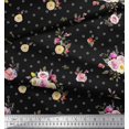 thumbnail image 3 of Soimoi Black polyester Crepe Fabric Leaves,Small Circle & Floral Print Sewing Fabric BTY 52 Inch Wide, 3 of 3