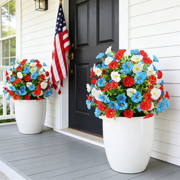 Plante Verte Artificielle Décoration de Porte d'Entrée Fête de l'Indépendance Faux Piquet Floral de Jardin Décoration Patriotique Extérieure Ornement de Cour Résistant aux Intempéries pour Porche Patio Maison Jardin Célébration