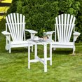 thumbnail image 3 of Gymax 2 PCS 18'' Patio Round Side End Coffee Table Wooden Slat Deck White, 3 of 10