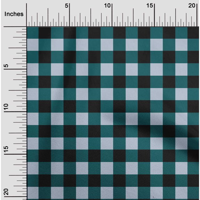 oneOone Polyester Lycra Fabric Gingham Check Print Fabric By Yard 56 Inch Wide