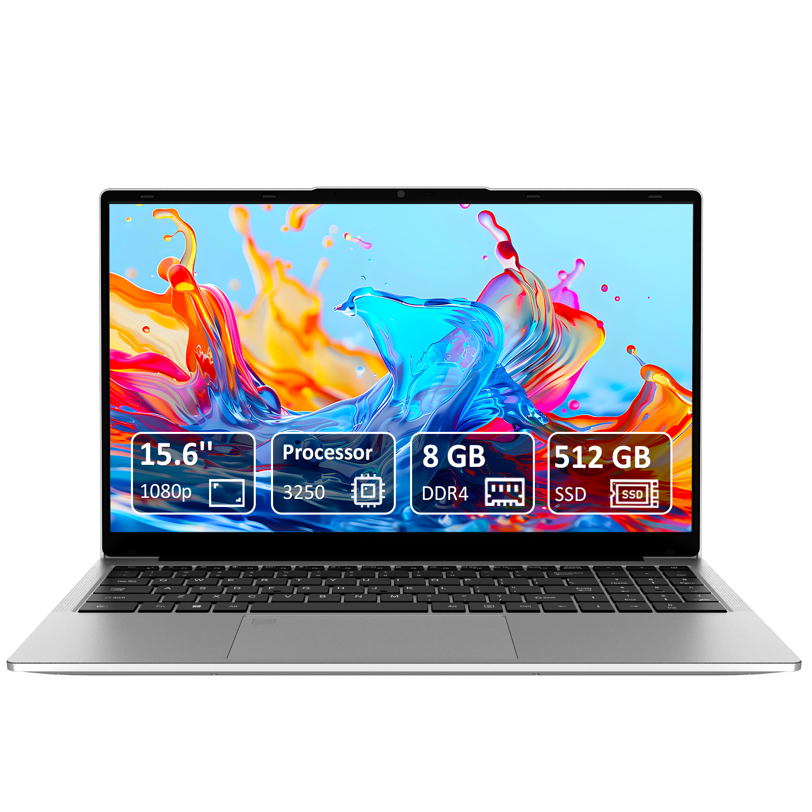 Exsurf 15.6" Student Laptop, Ryzen 3 Up to 3.5GHz, 8GB RAM 512GB SSD, Backlit Keyboard & Fingerprint Unlock for Daily Use