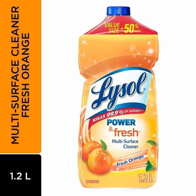 Lysol Nettoyant Tout Usage, Verser, Orange, Nettoyant Multi-Surfaces, 1,2 L