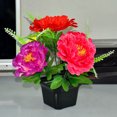 thumbnail image 3 of Coofit Potted Plant Realistic Desktop Artificial Peony Fake Flower for Home Office, 3 of 6
