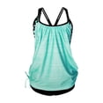 thumbnail image 4 of Jinhomg Tummy Control Swimsuits for Women 2 Piece Rash Guard Tankini Sets Casual Solid Spaghetti Strap Bathing Suit Tops with Bottoms Spring Saving Light Blue L, 4 of 8