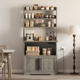 thumbnail image 4 of Spacious Freestanding Bakers Rack Cabinet with Power Outlet – Thickened Countertop, Large Storage, Easy Assembly, Ideal for Dining Room or Kitchen, White & Pear Wood, 4 of 8
