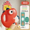 thumbnail image 2 of Red Dinosaur Ball Shooter Toy B With 12 Balls Target Vest Shield Plastic 8.66X8.66X5.12 Inch Hand Crank Rotation Soft Projectile Indoor Shooting Game For Kids B, 2 of 3