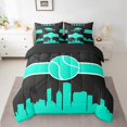 thumbnail image 2 of YST Teens Gaming King Comforter Set, 7 Pieces, Sports Motifs, Teal Black Bedding, 2 of 4