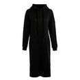thumbnail image 3 of Nouvelle Robe à Capuche Longue Ample pour Femmes, Unie, Manches Longues, Poches, Fente, Décontractée, Chaude, Chandails à Capuchon, 3 of 7