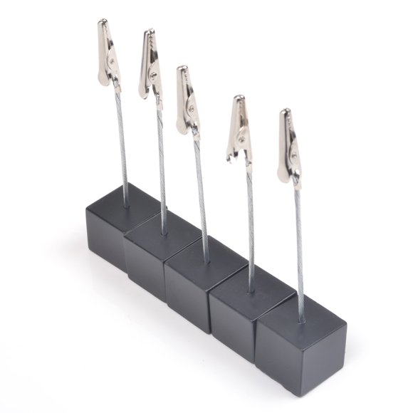 Cosmos 5 Pcs Cube Base Clips Mémo avec Pince Crocodile pour Afficher Numéros Cartes Nom Photos (Noir)