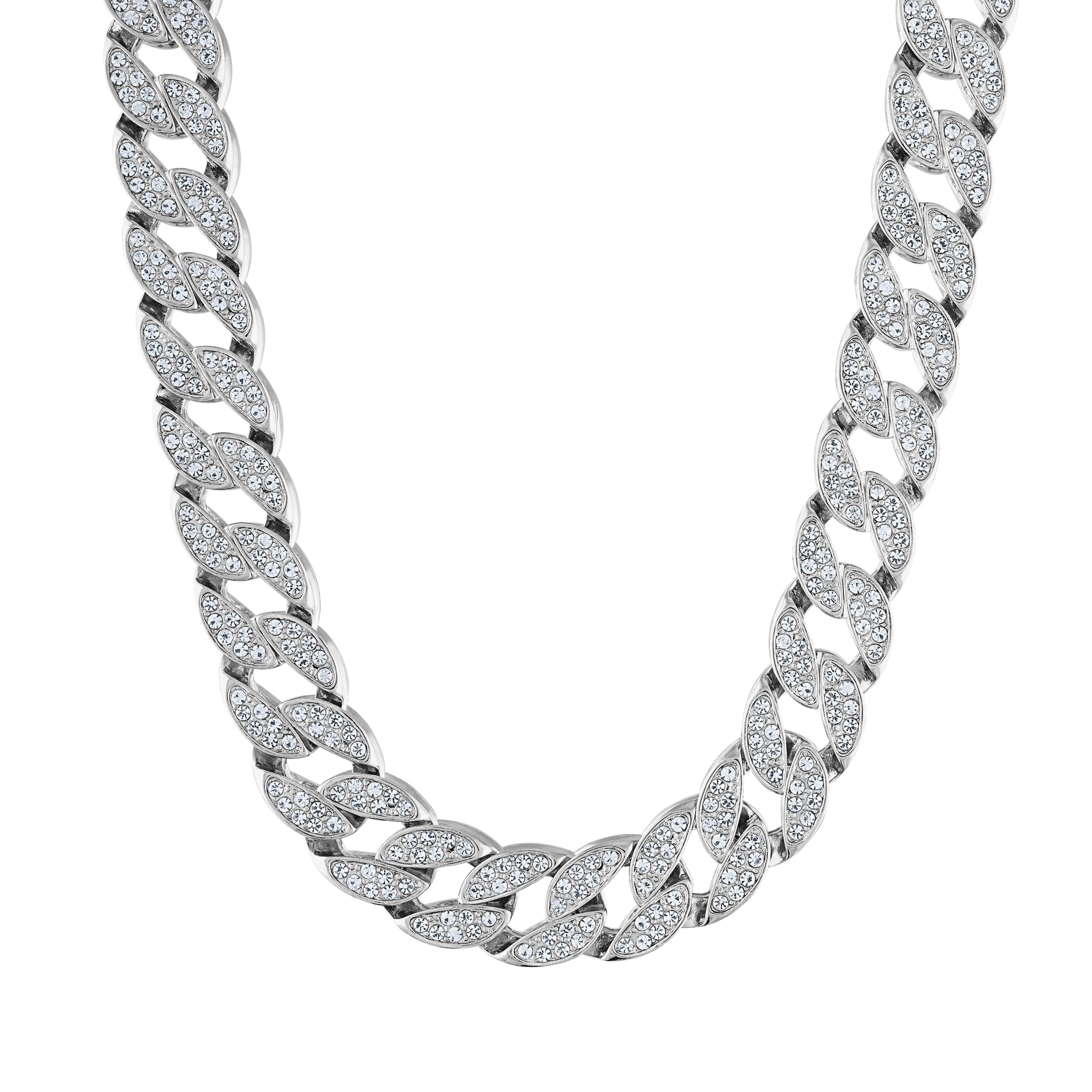 KISPER Chaîne à Maillons Cubains Miami Ice Out pour Hommes 16 mm, 30 Pouces