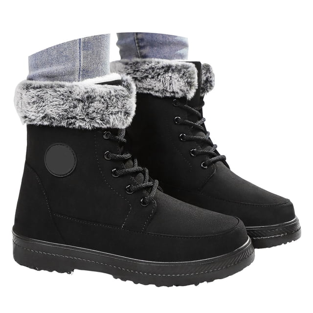 Mepaouo Bottes d'Hiver pour Femmes à la Cheville, Imperméables, à Lacets, Bottillons de Randonnée Antidérapants, Chaussures de Marche d'Extérieur