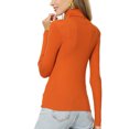 thumbnail image 2 of UKAP Ladies Tunic Blouse Long Sleeve Jumper Top Solid Color Knit Tops Slim Fit Work Sweater Light Rust M, 2 of 3